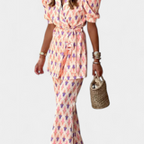 Araceli Printed Set with Blazer and Flared Pants
