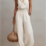 Ainara | Halter-Neck Wide-Leg Jumpsuit with Shirred Waist