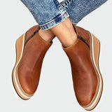 Celia - Elegant Camel Leather Ankle Boots with Platform