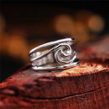 Silver Retro Ring with Wave