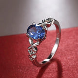 Retro Silver Ring with Blue Crystal