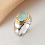 Retro Ring with Green Moonstone