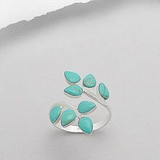 Retro Ring with Turquoise Leaf