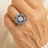 Retro Silver Ring with Blue Zircon