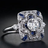 Retro Silver Ring with Blue Zircon