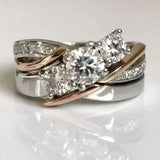 Retro Ring in Gold and Silver with Zirconia