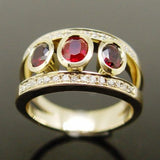 Retro Gold Ring with Red Zirconia