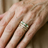 Retro Rings with White and Green Opal