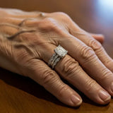 Retro silver ring with shiny layers