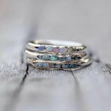 Retro silver ring with blue layered stones