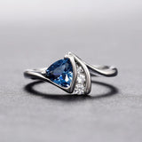 Retro silver ring with triangular blue stone