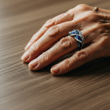 Retro Silver and Gold Ring "Wavy Ocean"