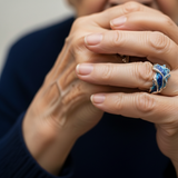 Retro Silver and Gold Ring "Wavy Ocean"
