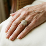 Retro red silver ring with diamond