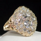 Retro red silver ring with diamond