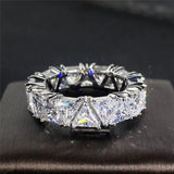 Retro triangular silver ring with "Eternity" stones