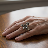 Retro bracelet with flower in silver