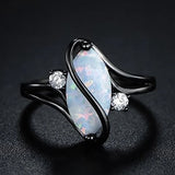 Retro ring with braided black opal