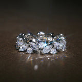 Retro ring with round and marquise diamonds