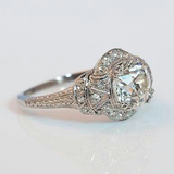 Retro ring in crystal silver