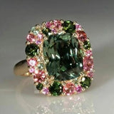 Retro ring in green and pink gold