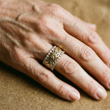 Retro braided gold ring with zirconias