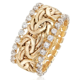 Retro braided gold ring with zirconias