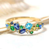 Multicolor Retro Ring with Gemstones and Gold