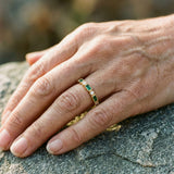 Retro rose gold ring with green zirconia