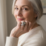 Retro silver ring set with turquoise glass stone