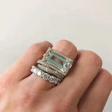 Retro silver ring set with turquoise glass stone