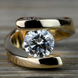 Retro spiral ring with zirconia