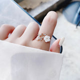 Adjustable Ring with Wildflower and Zirconia in Gold