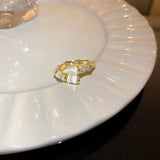Adjustable Luxury Ring with White Opal in Gold