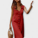 Nora – A-Line Dresses in Cotton and Linen with a Collar