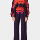 Sybella Two-Piece Set with Off-Shoulder Top and Wide-Leg Printed Pants