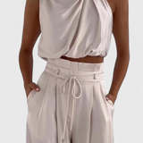 Helira Two-Piece Set with Fluid Top and Palazzo Pants