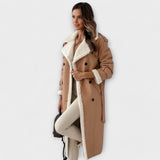 Maria – Classic long coat with plush lining and teddy collar