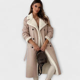 Maria – Classic long coat with plush lining and teddy collar