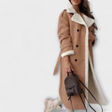 Maria – Classic long coat with plush lining and teddy collar