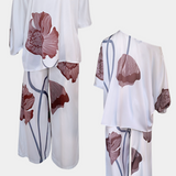 Sybella Two-Piece Floral Set with Off-the-Shoulder and Straight Pants