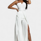 Prescillia Jumpsuit with Spaghetti Straps and Side Slit