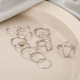 Set of 11 Retro Silver Rings
