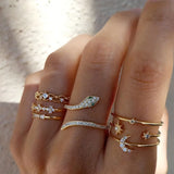 Set of Shiny Retro Gold Rings