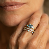 Retro ring collection with blue crystals