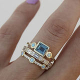 Retro ring collection with blue crystals