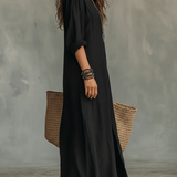 Soline | Relaxed Collared Maxi Dress with Button Detail
