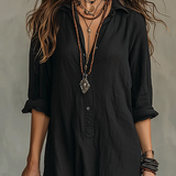 Soline | Relaxed Collared Maxi Dress with Button Detail