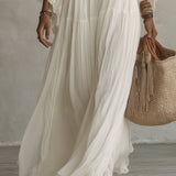 Samara | Lace-Trim Chiffon Maxi Dress with Flowing Sleeves
