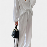 Aya Two-Piece Cotton Set with V-Neck